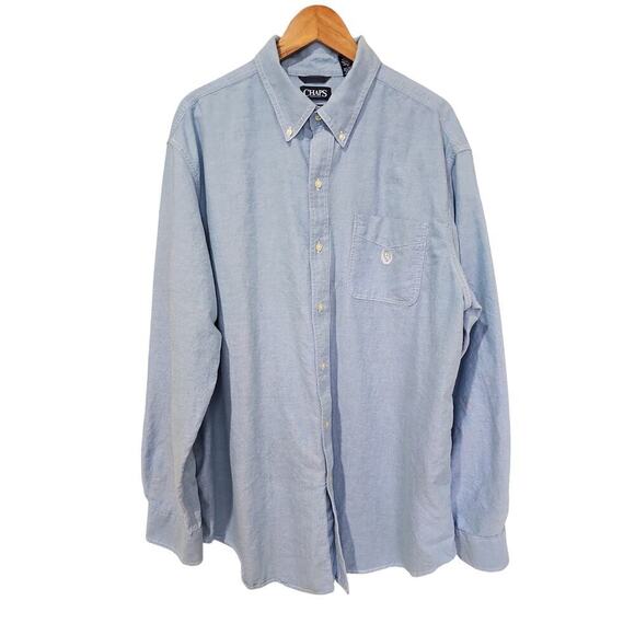 Chaps Classic Oxford Button-Down Shirt Palace Blue Size 2XLT - Picture 3 of 7